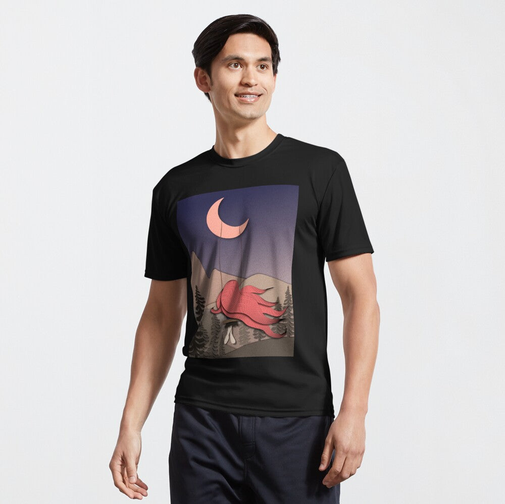 Girl And The Moon - Active T-Shirt