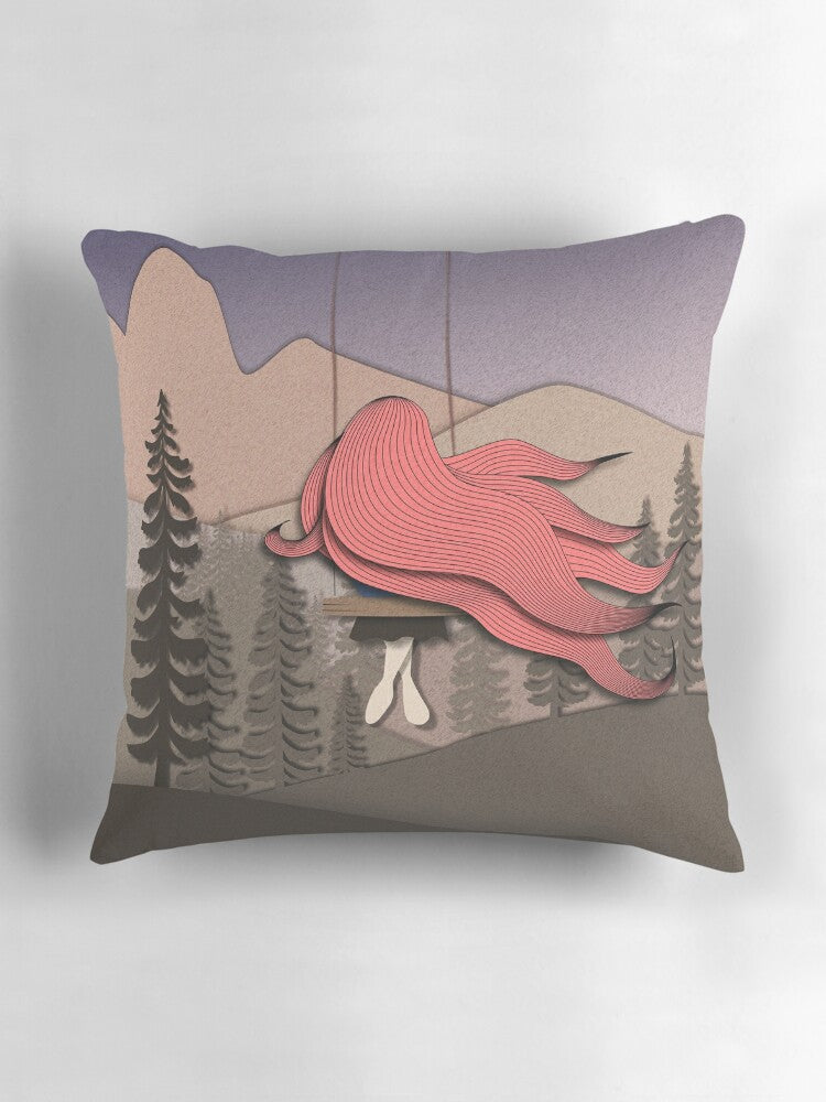 Girl And The Moon - Throw Pillow
